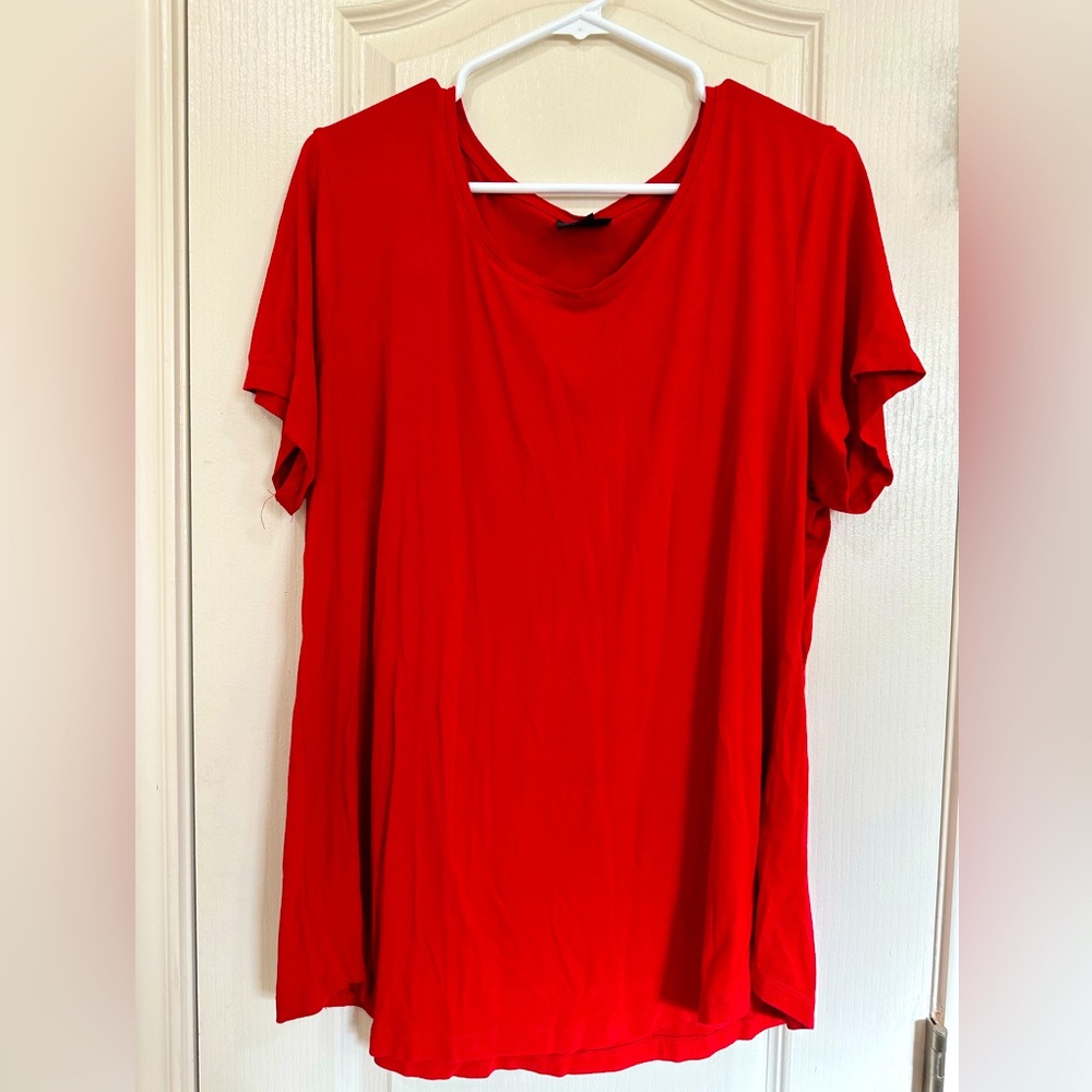JM Collection Scoop-Neck T-Shirt, Red, Size XL.